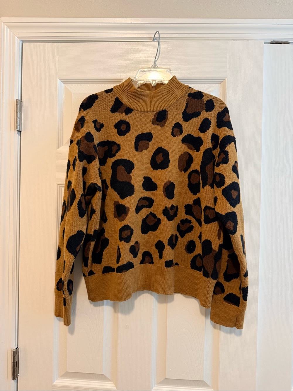 Who What Wear Leopard Mock Neck Sweater